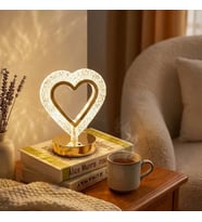 Kalp Şeklinde Kristal LED Masa Lambası – Dokunmatik, 3 Renk Işık Modlu, Şarjlı Mini Dekoratif Gece Lambası (5680)