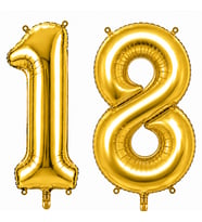 18 Rakam Folyo Balon Altın Rengi (76 cm)