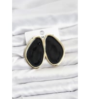 Pirinç Siyah Mineli Damla Model Vintage Plaka Kadın Küpe - TJ-BKP11596