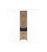 Hyperion Dolap 3 Raflı 5 Çekmeceli 2 Kapaklı 60x44x243 Antrasit-Çam