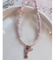 Fil Beyaz Pembe Boncuk Fimo Kolye Renkli Kadın Kolye PYTKFIMOKLYE48