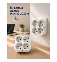 Mey İthalat® Tek Prizi 4’lü Yapan Priz Adaptörü Direkt Prize Takılan Çoklayıcı 2 Adet Set
