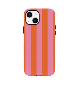 iPhone 15 Plus Vorian Çift Katmanlı Kılıf Tangerine Rose Stripe