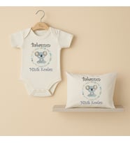 Pia Baby B44 %100 Pamuk Babasının Minik Koalası Yazılı Tasarlanabilir Bebek Body Ve Yastık Kılıfı (Ekru)
