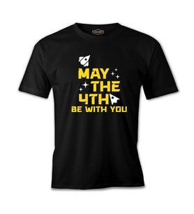 May the Fourth with Ships and Stars Siyah Erkek Tshirt