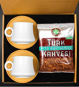 İkili Porselen Bambu Türk Kahvesi Fincanı & Kahve Dünyası Türk Kahvesi