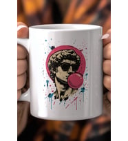Pop Art Heykel Desenli 330ml Baskılı Beyaz Seramik Kupa Bardak