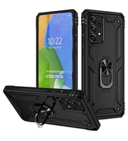 Samsung Galaxy A73 Uyumlu Kılıf Standlı Manyetik Yüzüklü Military Magnetic Ring Polycarbonate and TPU Case (Siyah)