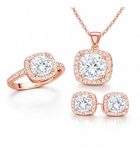 Gümüş Rose Kare Montür Kadın Set