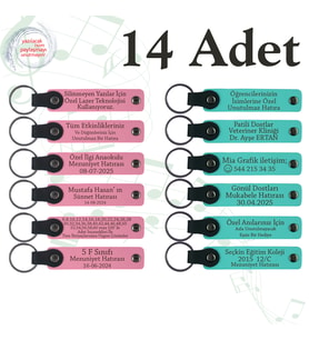 Pembe & Turkuaz, 14’lü Set, Kişisel Deri Anahtarlık, Kurumsal Workshop Katılımcılarına Anı
