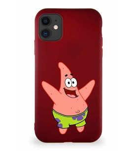 Apple iPhone 11 Soft Premier Kapak Patrick Yıldız Tasarımlı Silikon Kılıf - Mürdüm (Şeffaf)