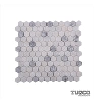 1’’ Hexagon Muğla B. - Gümüş Honlu Mermer Mozaik