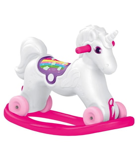 Dolu Unicorn Sallanan Tekerlekli At