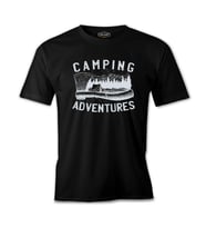 Camping Adventure Axe and Tent Siyah Erkek Tshirt