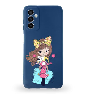 Samsung Galaxy A04s Uyumlu Lansman Kılıf. Altı Kapalı İçi Kadife  Vespagirl Tasarımlı Silikon Kapak (Şeffaf)