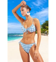 Desenli Bağlamalı Bikini Takımı Plaj Ve Havuz İçin Esnek Kumaş Şık Detaylı (Çok Renkli)