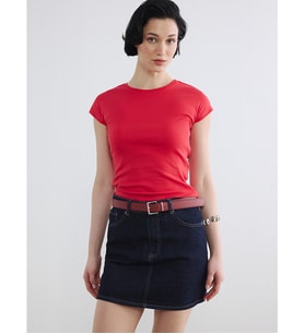 LCW Vision Kırmızı Bisiklet Yaka Kadın Crop