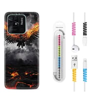 Xiaomi Poco X3 Pro M4 Pro X4 Pro C40 10C Kılıf Kablo Koruma Spiral Silikon Ateş Kartalı 1766