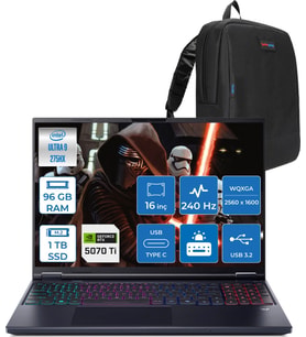 Acer Predator Helıos Neo 16 Aı Core™ Ultra 9 275HX 96GB Ddr5 1tb SSD 12GB/RTX5070Tİ/170W Gddr7 16inç Qhd+ 2560 x 1600 240Hz IPS Freedos Gaming BILG.NHQX2EY002F28+ZETTAÇANTA