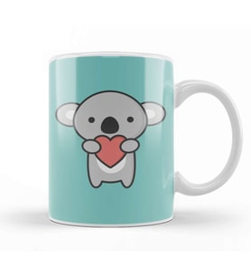Kawaii Cute Koala With Heart 01 Kupa Bardak Porselen