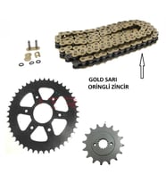 Bajaj Dominar 250 ,D250 Zincir Dişli Seti Oringli Gold Sarı Zincir -Arasmoto (Siyah)