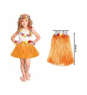 Hawaii Hula Eteği Turuncu Renk 40 cm (5343)
