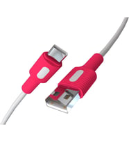USB A-C Hızlı Şarj Kablosu, Beyaz Kablo, Beyaz/Pembe Uçlar (120 CM)