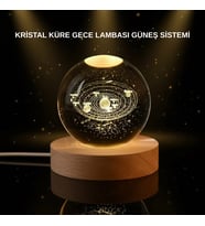Led Işıklı Kristal Küre Ahşap Standlı Dekoratif Gezegen Model
