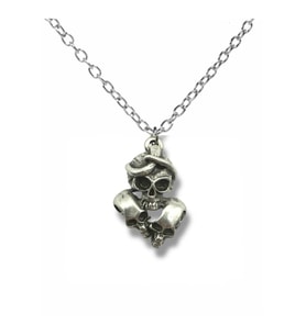 Triple Skull Kolye  Üçlü Kuru Kafa Tasarımlı Gotik Unisex Metal Kolye –60 cm Zincir (Gümüş)