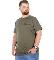 Mode XL Büyük Beden T-Shirt Bisiklet Yaka Human 22168 Haki