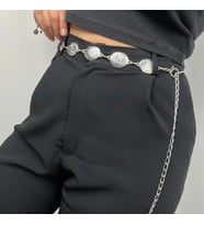 VAZIRADK Vintage Gümüş Çiçek Halkalı Zincir Kemer (Silver)