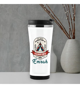 Kampçılara Özel Tasarımlı İsme Özel Termos Mug (Beyaz)