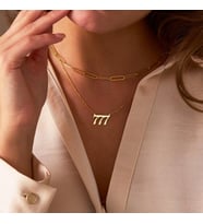 Kişiye Özel 925 Ayar Gümüş Zarif Melek Numarası Kolye (Gold)