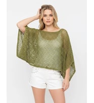 Kadın Delikli Oversize Kayık Yaka Triko Bluz 8722