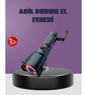 Güçlü Işıklı El Feneri Acil Durum Çekiç Pusula