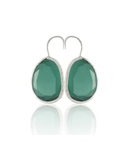 Kadir Jewellery Gümüş Kaplama Fosil Taşlı Küpe -El İşçiliği Ve Hipoalerjenik Küpe (K.Yeşil)