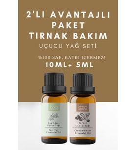 El, Ayak Ve Tırnak Bakımı İçin 2'li Avantajlı Paket Tarçın Ve Çay Ağacı Uçucu Yağı %100 Saf 15 ml