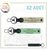 Çok Sevdiğine Özel İsim Plaka, 0 Rh + Kan Grubu Yazılı Kişisel x2 Anahtarlık Set, Yeşil-S Kahve-Syh (Çok Renkli)