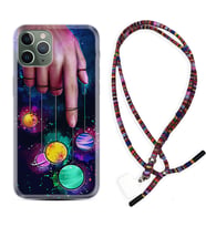 Apple iPhone 11 12 13 14 Pro Max Kılıf Boyun Asklı Rasta Silikon Finger planet 1740