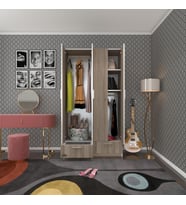 Kenzlife gardırop 4 kapılı 2 çekmeceli biberiye 182*100*42 crd kapaklı gardolap dolap (Karışık)