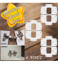 Dolap Kapak Taş Menteşe Tamir Sacı Pratik Onarım Kiti Beyaz Metal Yuva Tablası 6.5 x 9 cm (6 DET)