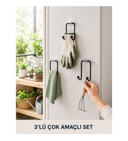 Mey İthalat® 3 Adet Yapışkanlı Askılık Çok Amaçlı Ev Düzenleme Askı Seti