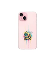 iPhone 15 Plus ile uyumlu Splash arı tasarımlı şeffaf silikon kılıf