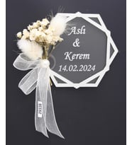 50 Adet 8x7cm Pleksi Magnet İsimli Altıgen Söz Nişan Düğün Hediyesi (Karışık)