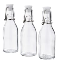 3 Adet Cam-Vakumlu Su Şişesi MeridyenDukkan 15 cl Sos-Yağ Şişesi (Şeffaf)