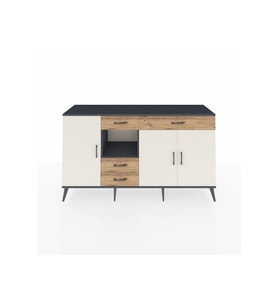 Hyperion Konsol 4 Raflı 4 Çekmeceli 3 Kapaklı 176x44x99 Antrasit-Aytaşı/Çam