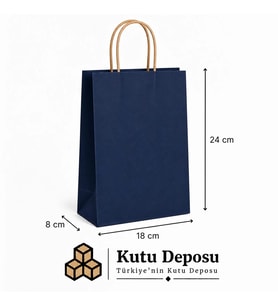 18x24x8 cm Kraft Lacivert Poşet (25 ADET)