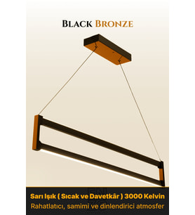 Orion Bronz Lineer LED Sarkıt Avize – Kumandalı Dim Edilebilir – Yukarı & Aşağı Işık