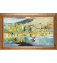 Çerçeveli Paspartulu Manzara Tablo ah1928 (Gold)