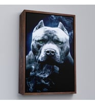 Çerçeveli Pit Bull Yeşil Gözlü Amerikan Bully Köpek Kanvas Tablo (Siyah)